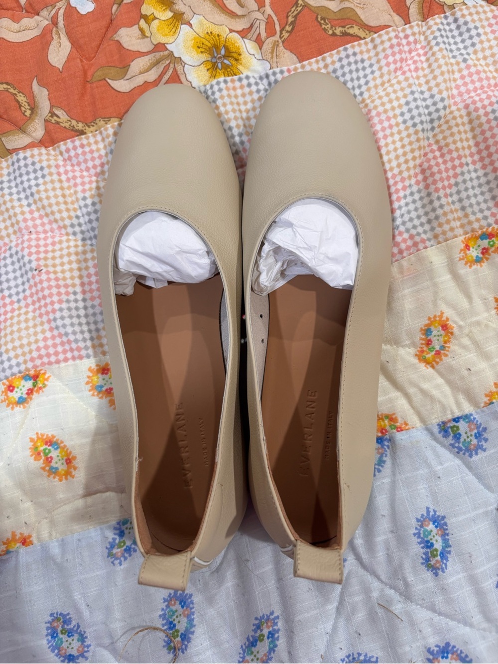 Everlane Beige Leather Ballet Flats